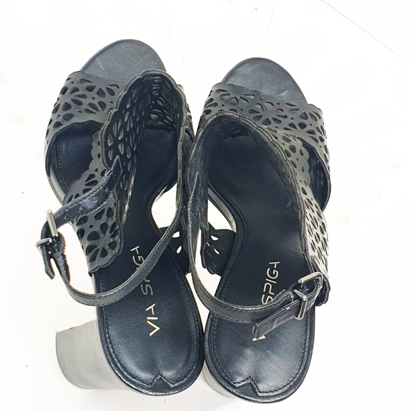 Via Spiga Garnet Laser-Cut Floral adjustable Ankle Strap open toe heel sandals - Picture 11 of 11